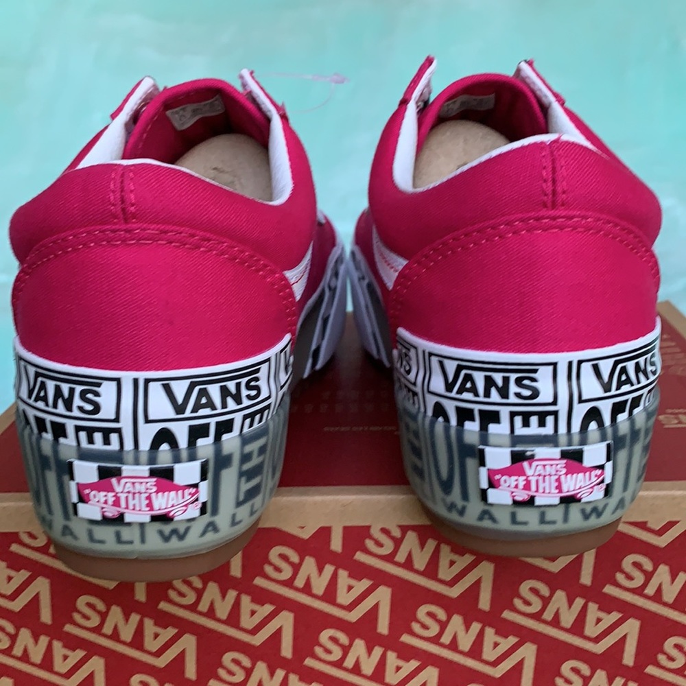 VANS OLD SKOOL STACKED LOGO STACK CABARET/TRWHT WM - Picture 10 of 13